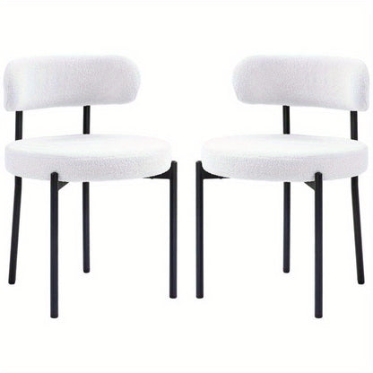 Eetkamerstoelen – Stoelen – Dining Chairs – Zithoekstoelen – Bistro Stoelen – Set van 2 – Zachte Fleece Bekleding – Stevige Metalen Poot