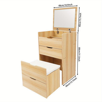 Make-up tafel – kaptafel – schminktisch – dressing table – log variant – stevig hardhouten materiaal – compacte ruimtebesparende design