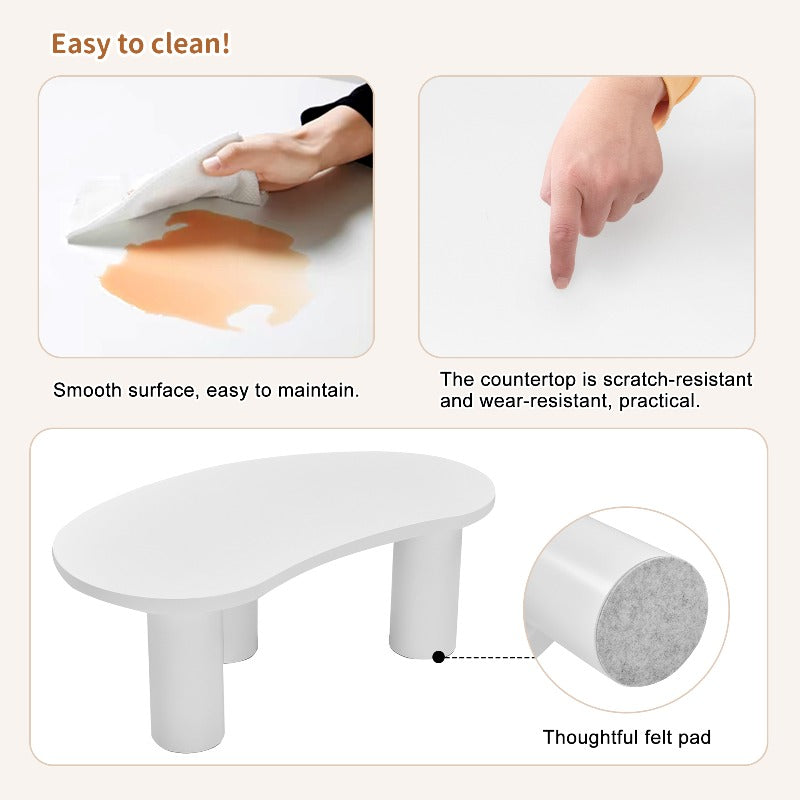 Crescent Salontafel – Halvemaan Tafel – Onregelmatige Sofa Tafel – Woonkamertafel – MDF Tafel – Extra Lang 107cm – PVC Poten Met Viltpads