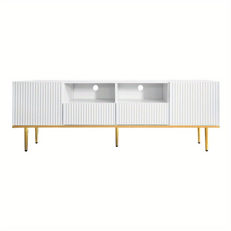 Tv Meubel – Tv Kast – Media Console – Entertainment Center – Meuble Tv Avec Rangement – Metaal Met Gouden Accenten – Duurzaam En Compact Design