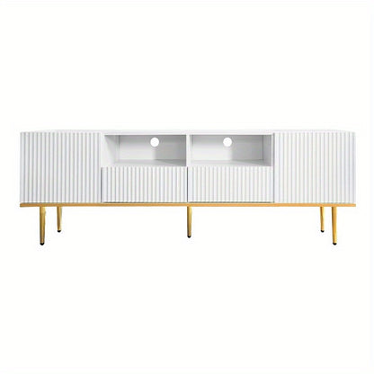 Tv Meubel – Tv Kast – Media Console – Entertainment Center – Meuble Tv Avec Rangement – Metaal Met Gouden Accenten – Duurzaam En Compact Design