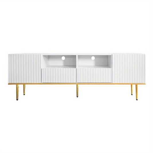 Tv Meubel – Tv Kast – Media Console – Entertainment Center – Meuble Tv Avec Rangement – Metaal Met Gouden Accenten – Duurzaam En Compact Design