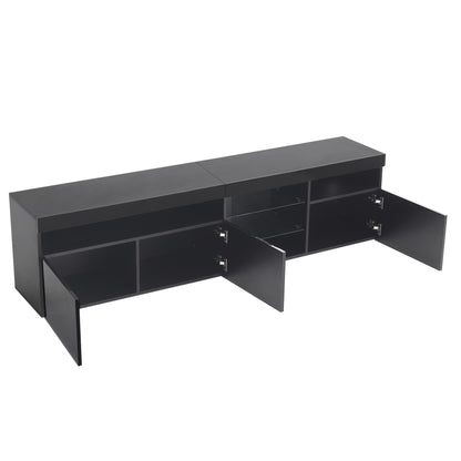 Black Modern TV Cabinet with Bright Panels, Living And Dining Room 180cm, Tv Stand With Storage, Hanging Tv Stand On Wall, Media Console Long And Slim, Tv Wall Unit, Tv Unit Wall Panel, Wall Units Tv, Corner Tv Display, Large