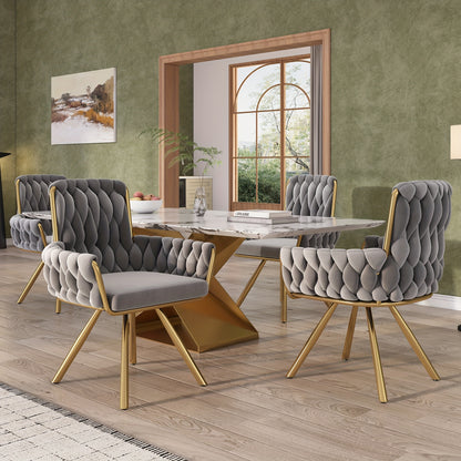 Draaifauteuil – Fauteuil – Loungestoel – Relaxstoel – Zitstoel – Velvet Bekleding – 360° Draaibaar Met Stabiele Metalen Poten – Zacht Grijs