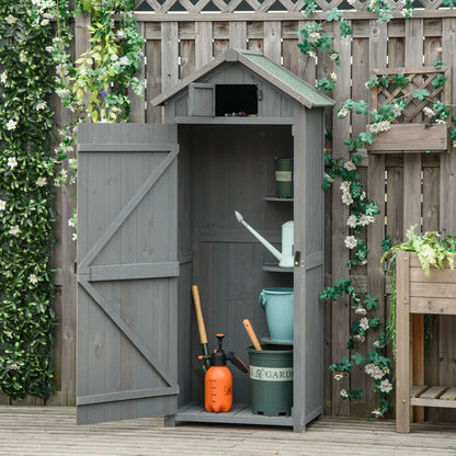 Tuinhuisje – Tuinschuur – Gereedschapsschuur – Berging – Opbergkast – Hardhouten Constructie – Bitumineus Dak – 77x54x179 cm – Grijs