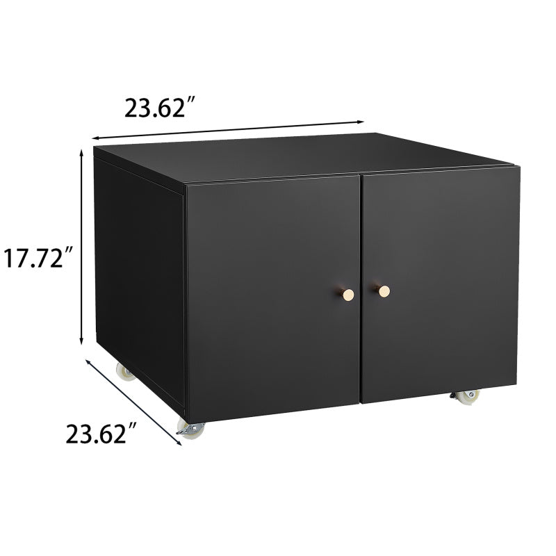 Printermeubel – Printerstandaard – Printerkastje – Printertafel – Printerwagen – Verstelbaar Werkblad – Mobiel Op Wieltjes – Met Opbergruimte – Zwart Metalen Design