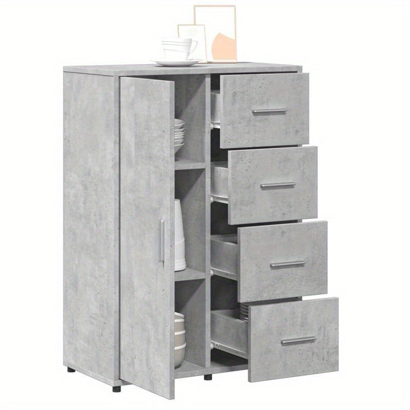 Modern Industrieel Dressoir – Opbergkast – Buffetkast – Sideboard – Kast – Grijs Beton – 60x31x84 cm – Massief Hout – Minimalistisch Design