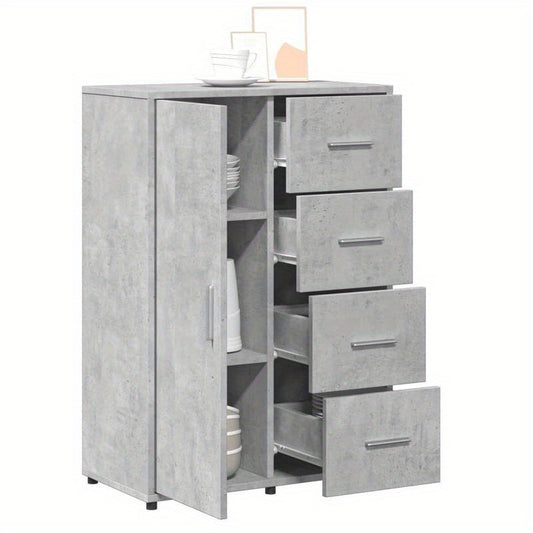 Modern Industrieel Dressoir – Opbergkast – Buffetkast – Sideboard – Kast – Grijs Beton – 60x31x84 cm – Massief Hout – Minimalistisch Design