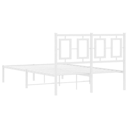Modern White Metal Bed Frame with Headboard, 120x200cm - Powder-Coated Steel for Strength & Stability, Minimalist Design for Contemporary Bedrooms