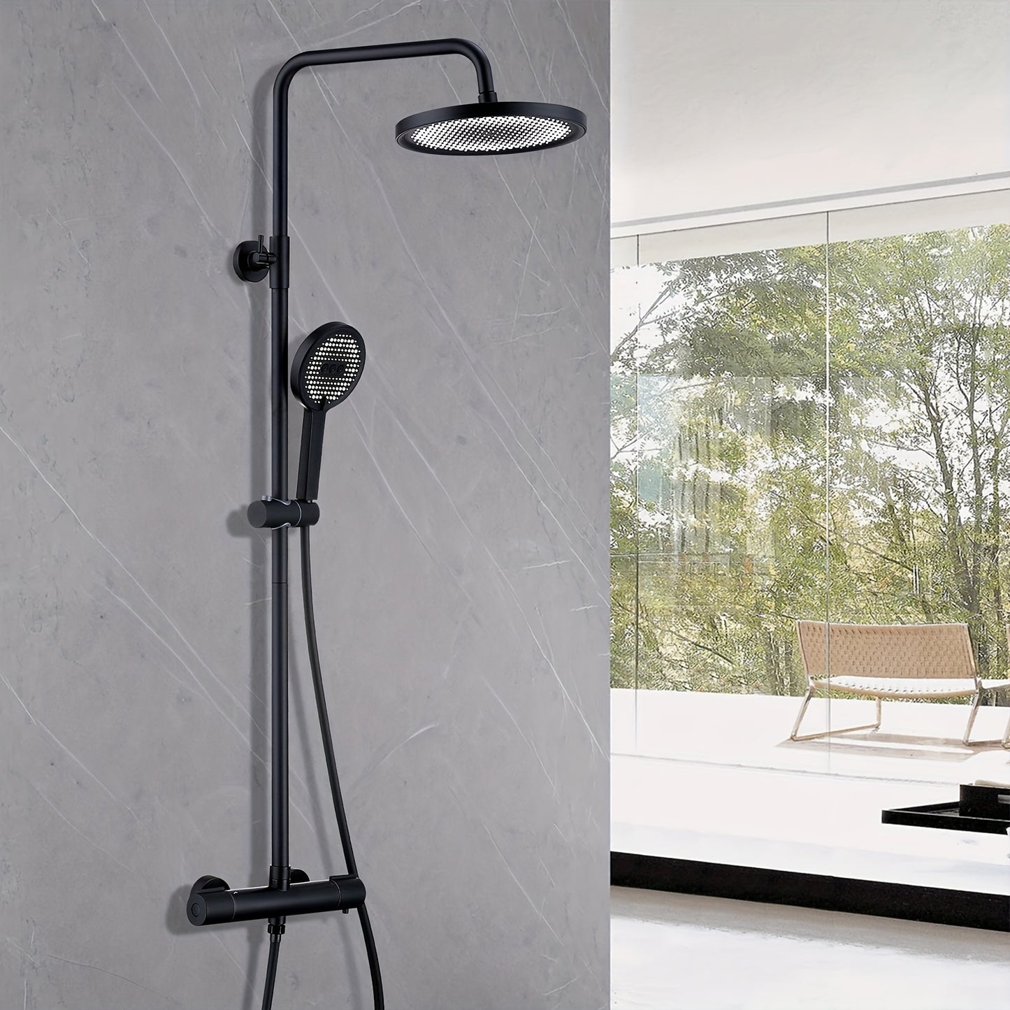 Traditional thermostatic shower set with bathtub and shower system