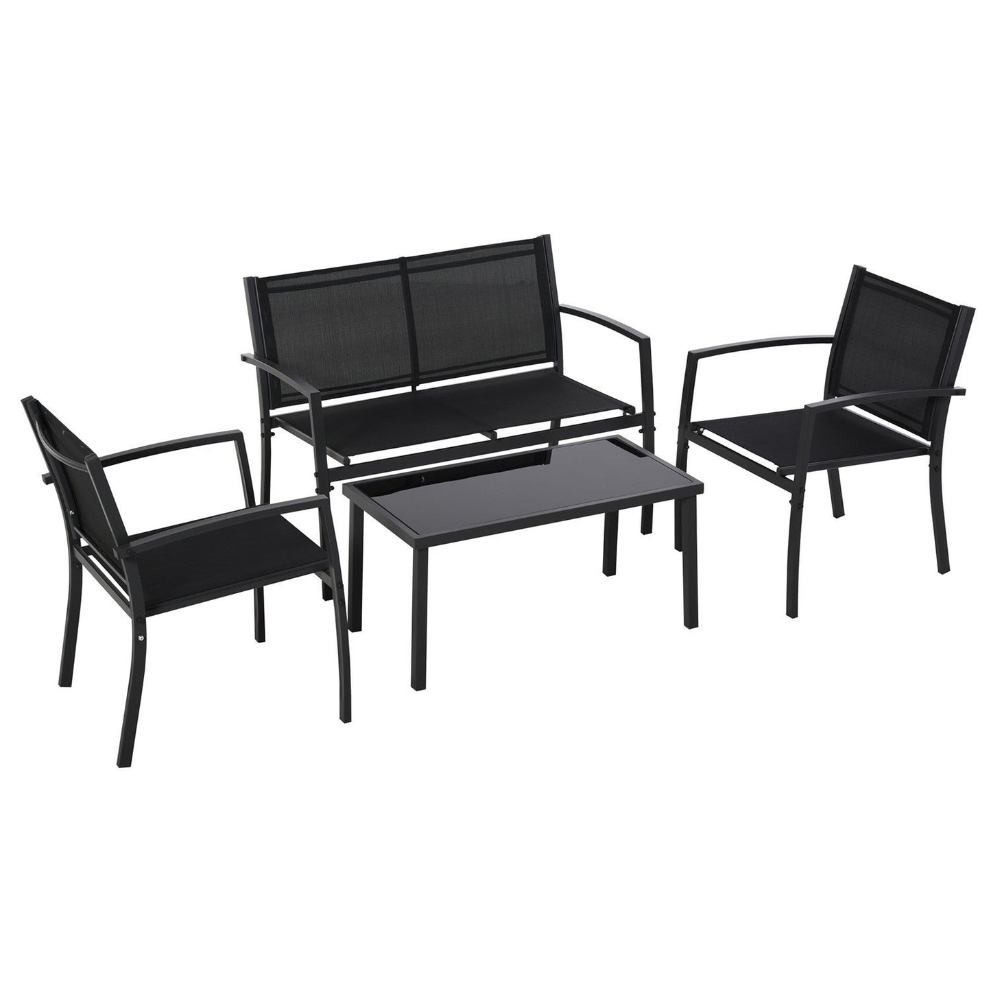 Tuinmeubelen – Loungeset – Zitgroep – Loungebank – Tuinset – Met Metalen Frame – Textilene Bekleding