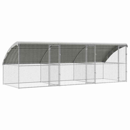 Kippenren – Kippenhok – Buitenren – Pluimvee Verblijf – Dierenhok – Gegalvaniseerd Staal – Weerbestendig – 600x200x198,5 cm