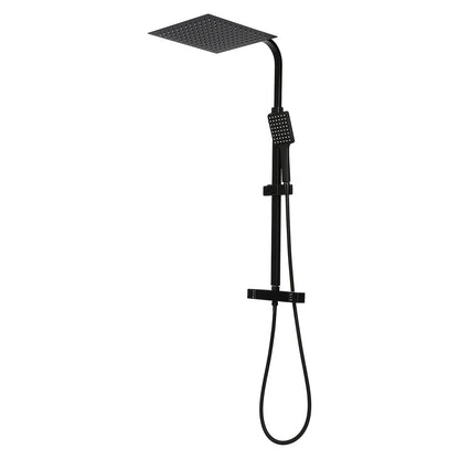 Regendouche – Douchesysteem – Douchekop – Doucheset – Douchekraan – Vierkante 30x30 cm Hoofddouche – Thermostaat Met Veiligheidsstop 38°C – RVS Matzwarte Afwerking