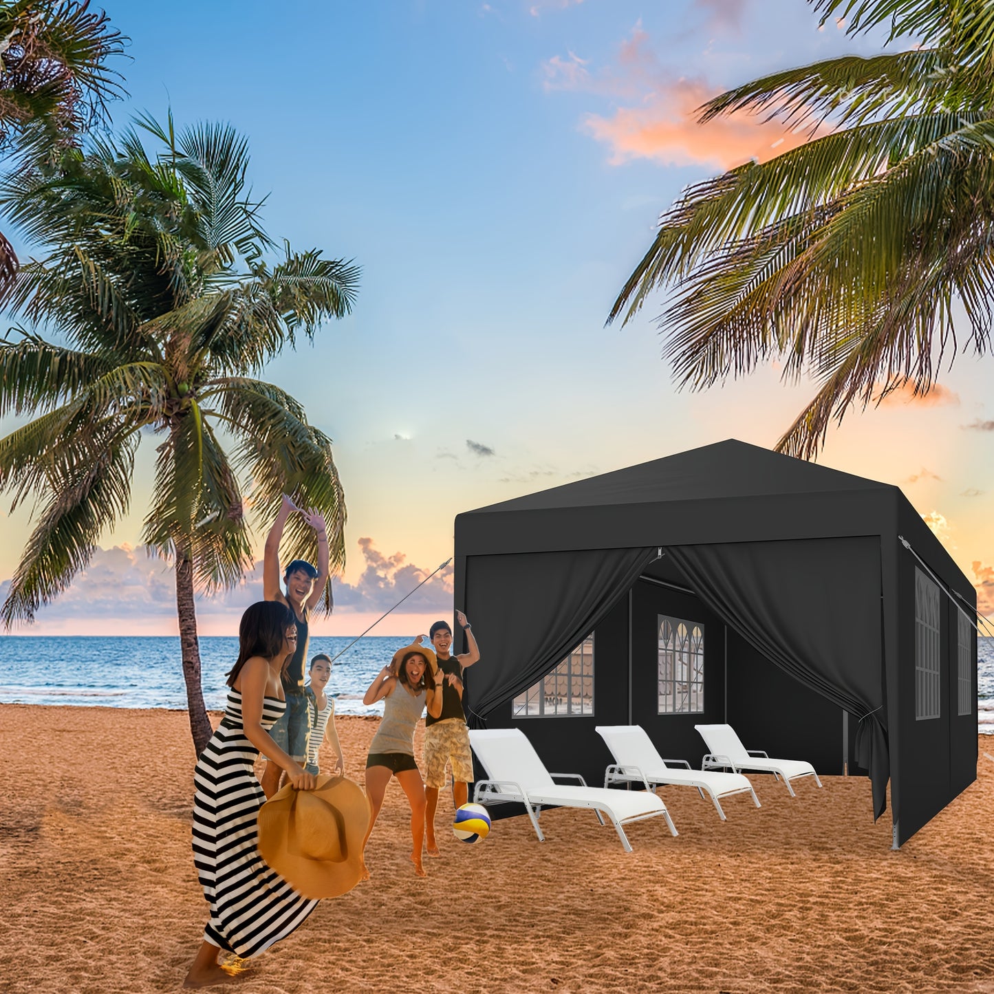 Partytent – Feesttent – Tuintent – Paviljoen – Evenemententent – 3x3m 3x6m 3x9m – Waterdicht PE Zeildoek – Stabiel Geverfd Stalen Frame