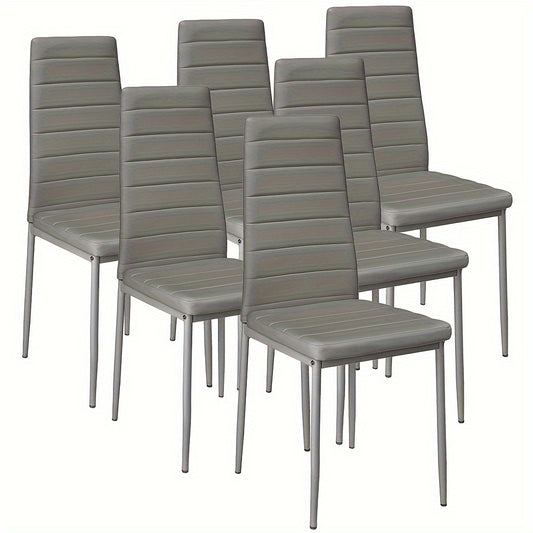 Eetkamerstoelen – Keukenstoelen – Stoelen – Dinerstoelen – Zitkamerstoelen – Kunstleren Bekleding – Ergonomische Hoge Rugleuning – Set van 6 – Armlijn Design – Grijs