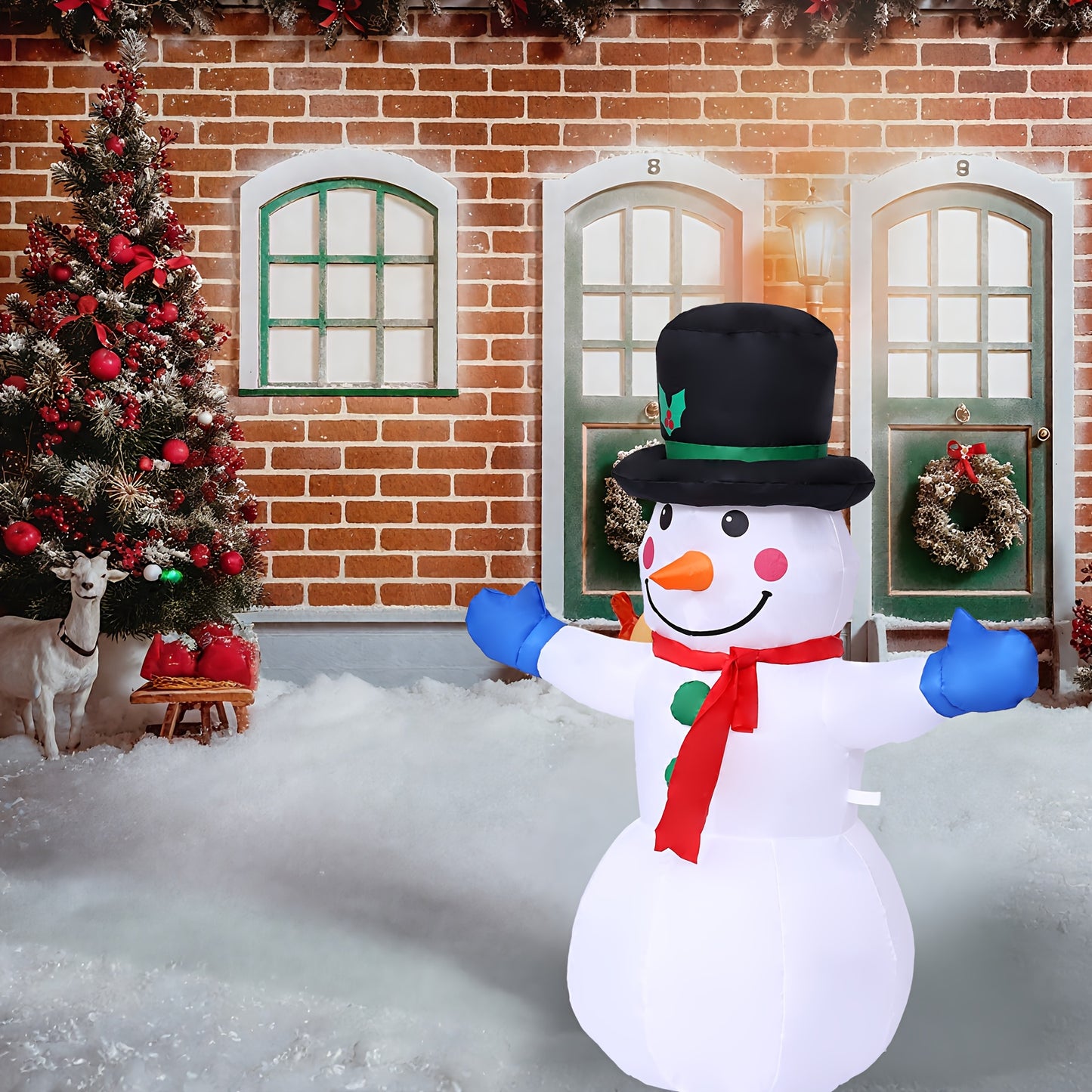 Opblaasbare sneeuwpop – kerstdecoratie – kerstversiering – kerstfiguur – kerstornament – 1,2 meter – duurzaam polyester – zelfopblaasbaar zonder stroom