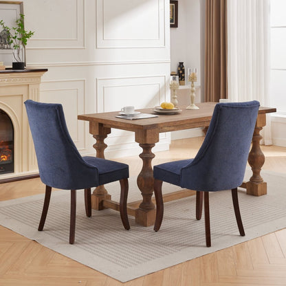 Eetkamerstoel – Stoel – Zitstoel – Dining Chair – Eettafelstoel – Velour Chenille Bekleding – Gouden Roestvrijstalen Poten – Diepblauw