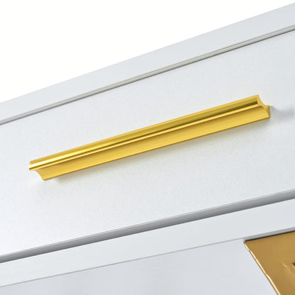 Modern White & Golden Console Table with 2 Drawers - Contemporary Metal Frame, 120x38x76cm, Elegant Side Table for Hallway or Living Room, Easy Assembly, No Power Needed, Living Room Furniture, Sleek Design, Sturdy Constructi