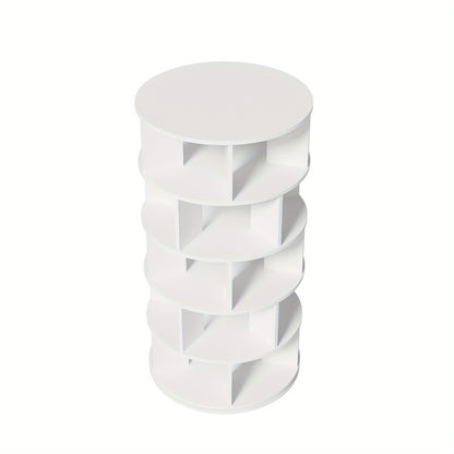 Schoenenrek – Schoenenkast – Schoenenbank – Schoenenhouder – Schoenenopberger – 5 Niveaus – Draaihoek – Wit – 115 cm Hoog – 60 cm Breed – Kunststof & Non-woven