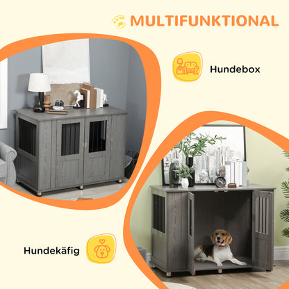 Hondenbench – Hondenkennel – Hondenkooi – Hondenhok – Hondenbench Groot – Modern Grijs – Magnetische Deuren – Verstelbare Voeten