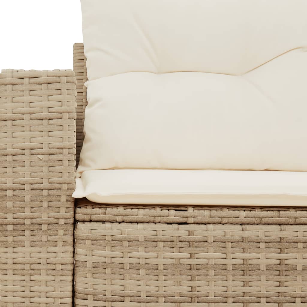Tuinbank – Buitenbank – Zitbank – Buitenmeubel – 2-Zits – Poly Rattan – Weerbestendig – Met Zachte Beige Kussens