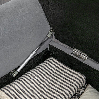 Opbergbankje – Zitbank – Halbank – Opbergkist – Opbergbox – Gestoffeerd Velvet – 120 kg Draagvermogen – 126x48,5x47 cm Grijs