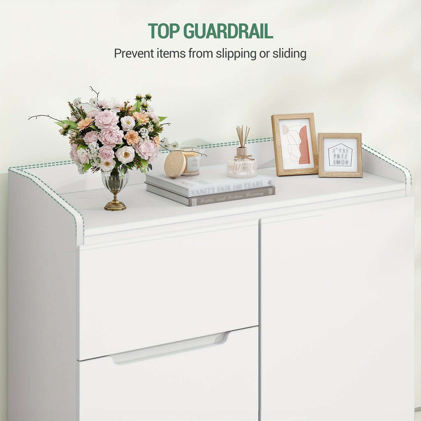 Ladekast – Ladenkast – Kommode – Opbergkast – Dressoir – Wit – 5 Lades – MDF – 40x80x87 cm – Werkblad Met Opstaande Rand – Modern Design