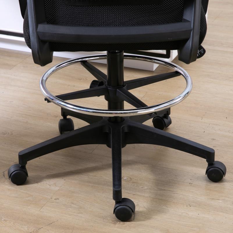 Ergonomische Bureaustoel – Comfortabele Kantoorstoel – Werkstoel – Bureaustoel Verstelbaar – Draaistoel – Lendensteun – Handmatige Hoogteverstelling – Aluminium Frame – Zwenkwieltjes Voor Harde Vloeren