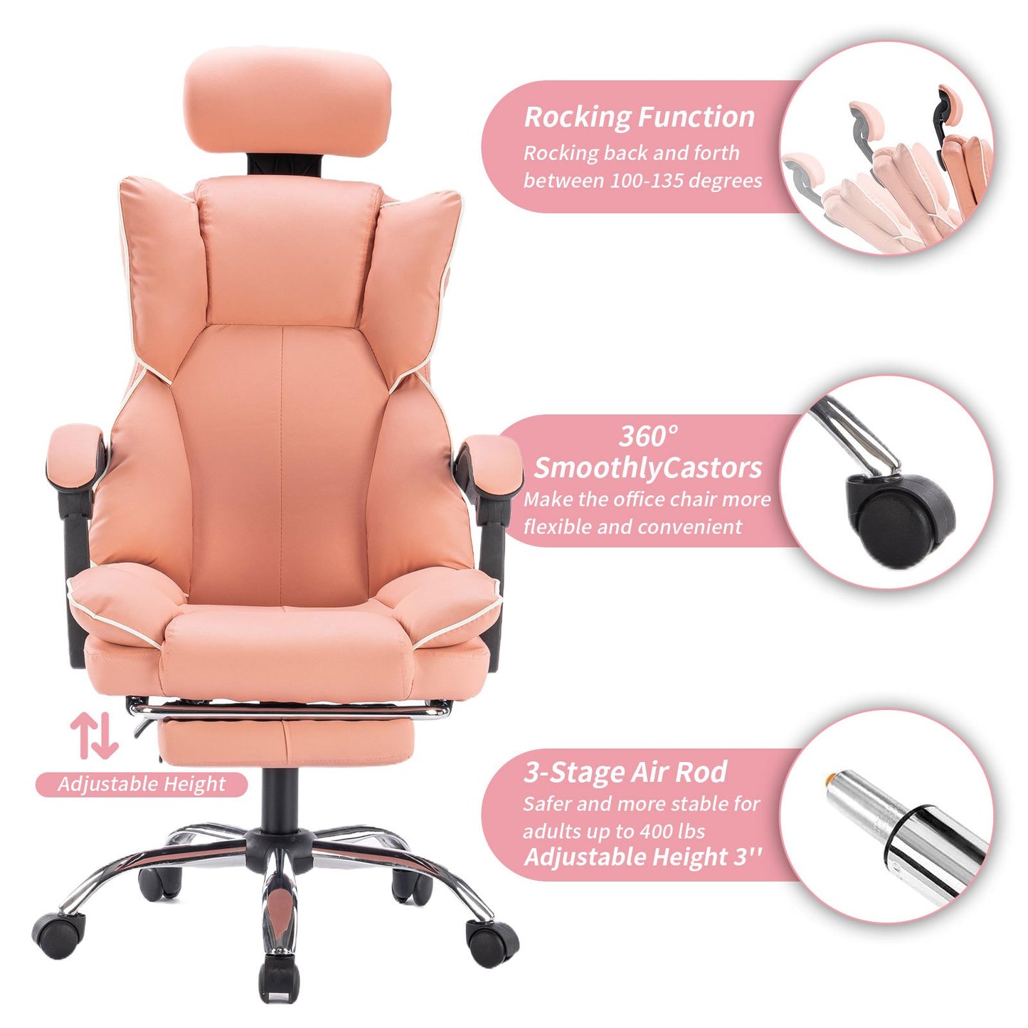 Executive Office Chair with Foot Rest High Back Office Chair Computer Gaming Chairs Black