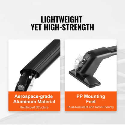 Universele Dakdrager Kruisliggers – Dakdragers – Roof Bars – Dakbeugel – Auto Draagbalken – Aluminium 6063-T6 – Draagvermogen 70 kg – Verstelbaar Zonder Boren – Anti-diefstal Slot