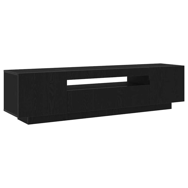 TV-Meubel – TV-Kast – Entertainmentcenter – Mediaconsol – Opbergmeubel – Zwarte Houtlook – 160x35x40 cm – Geschikt Tot 65 Inch