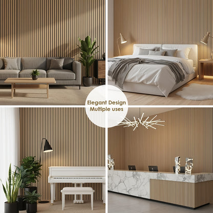 3D Acoustic Panels, Set OF 4, 120x60x2.1cm, Wood-look Wall Panels, Wall Cladding for Effective Sound Insulation, with Felt Soundproofing, for Living Room, Office, Recording Studio, Dressing Room