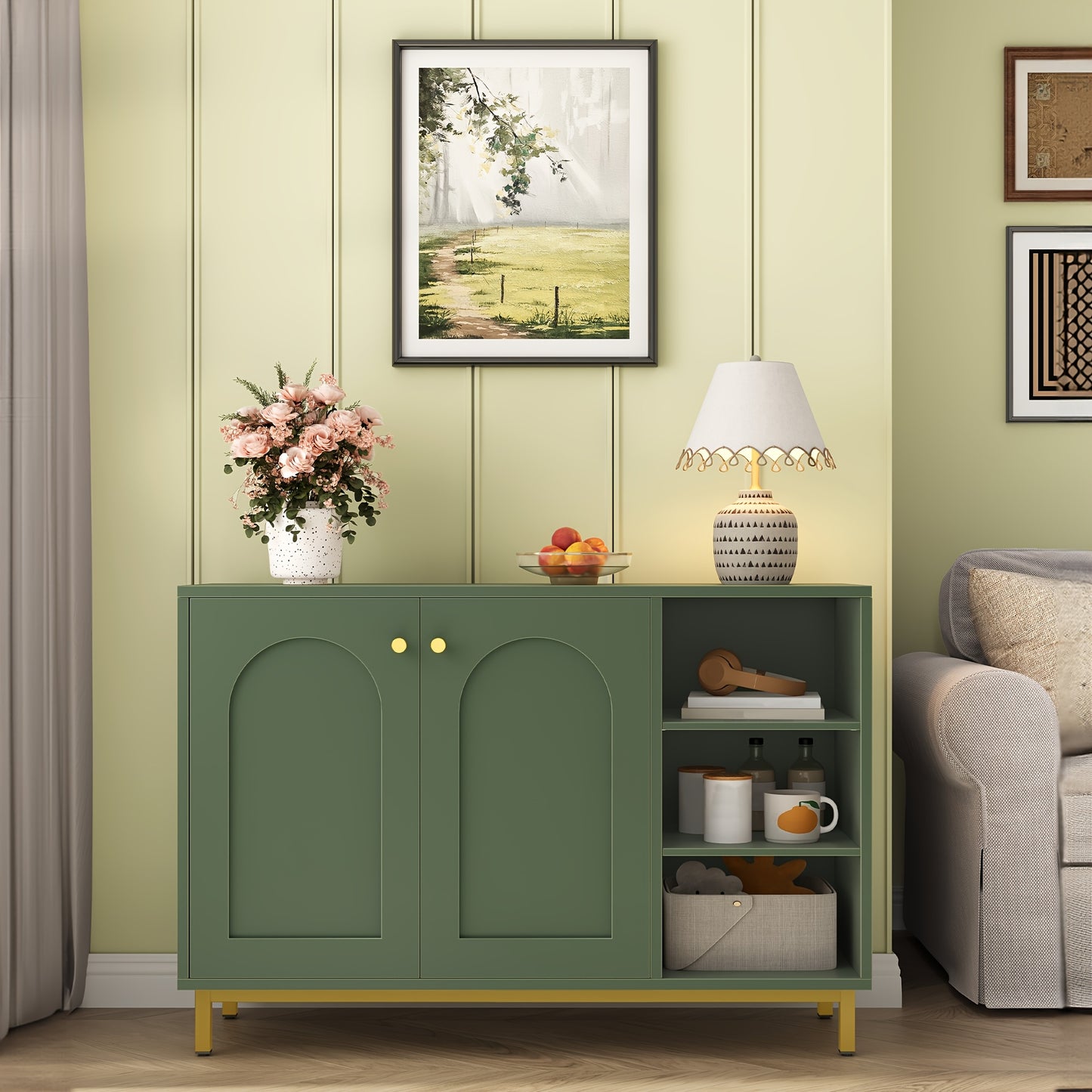 Badkamerkast – Badkamermeubel – Kolomkast – Opbergkast – Kast – Forest Green – 35x100x75 cm – Houtmateriaal – Verstelbare Plank