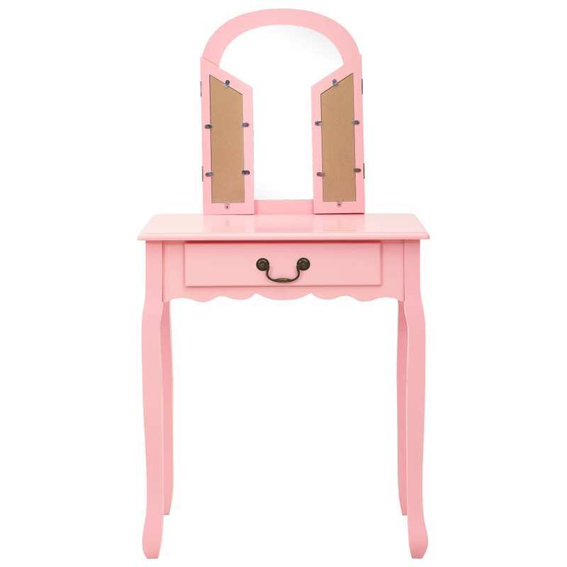 Dressing table with stool 65x36x128cm paulownia wood MDF pink