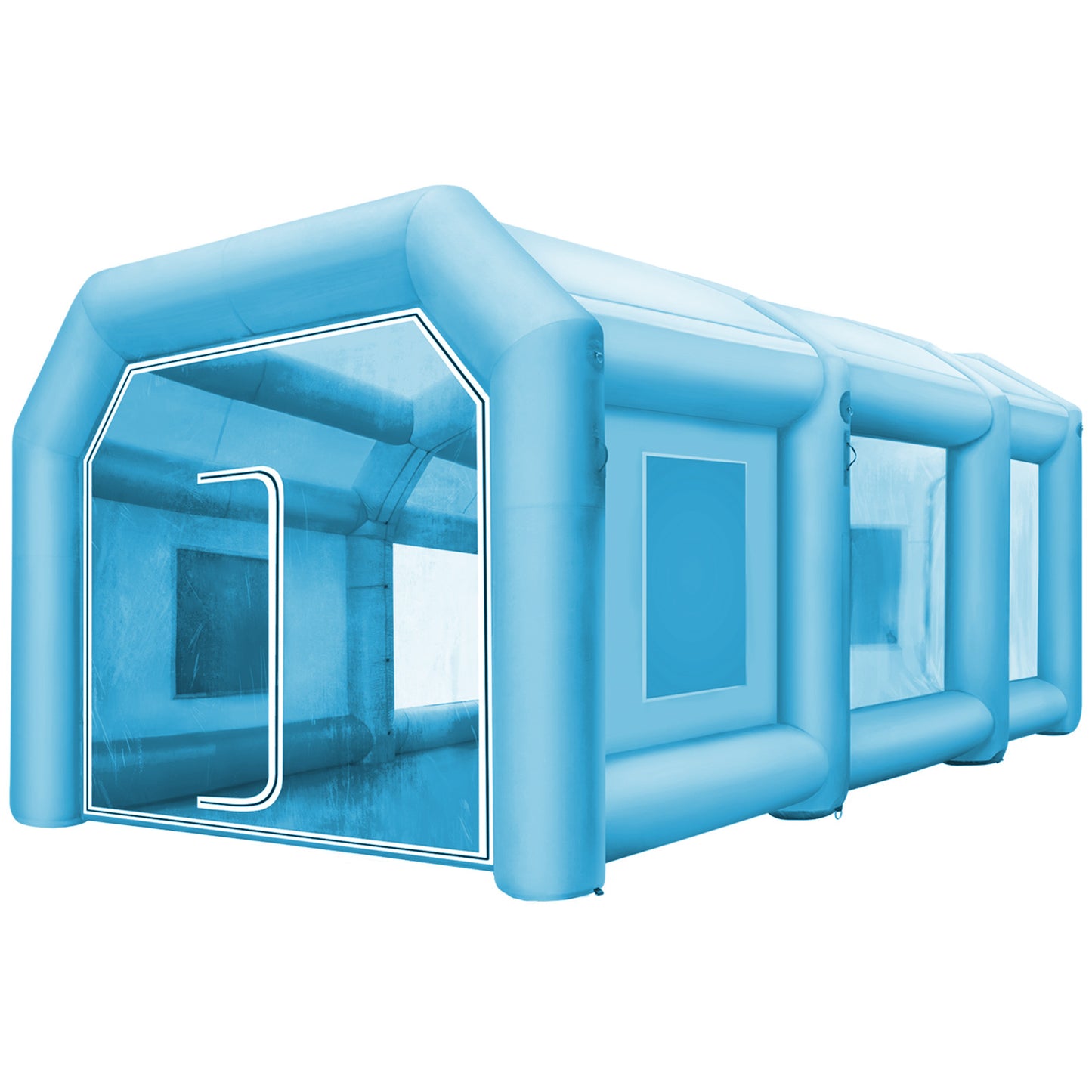 Opblaasbare Spuitcabine – Mobiele Spuitcabine – Verfspuit Tent – Verf Tent – Spuitcabine Auto – Groot Werkoppervlak 8x4x3 m – Duurzaam 210D Oxford Polyester
