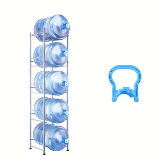 Waterfleshouder – Flessenrek – Drinkflessen Organizer – Flessenopberger – Vijfdelig – Stevige Zilveren Constructie – Duurzaam En Praktisch