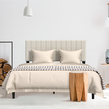 Bedframe – Bedbodem – Ledikant – Boxspring – Slaapbank – Gestoffeerd Beige Fluweel – 140x200 cm – Houten Lattenbodem – Modern Design