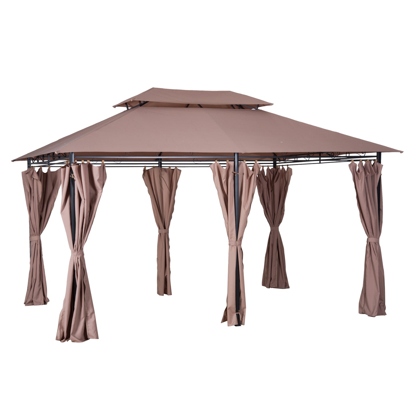 Tuinpaviljoen – Tuinkamer – Prieel – Gazebo – Overkapping – Chocoladebruin – Dubbel Dak Met Ventilatie – 3x4 Meter Stevig Epoxystaal Frame