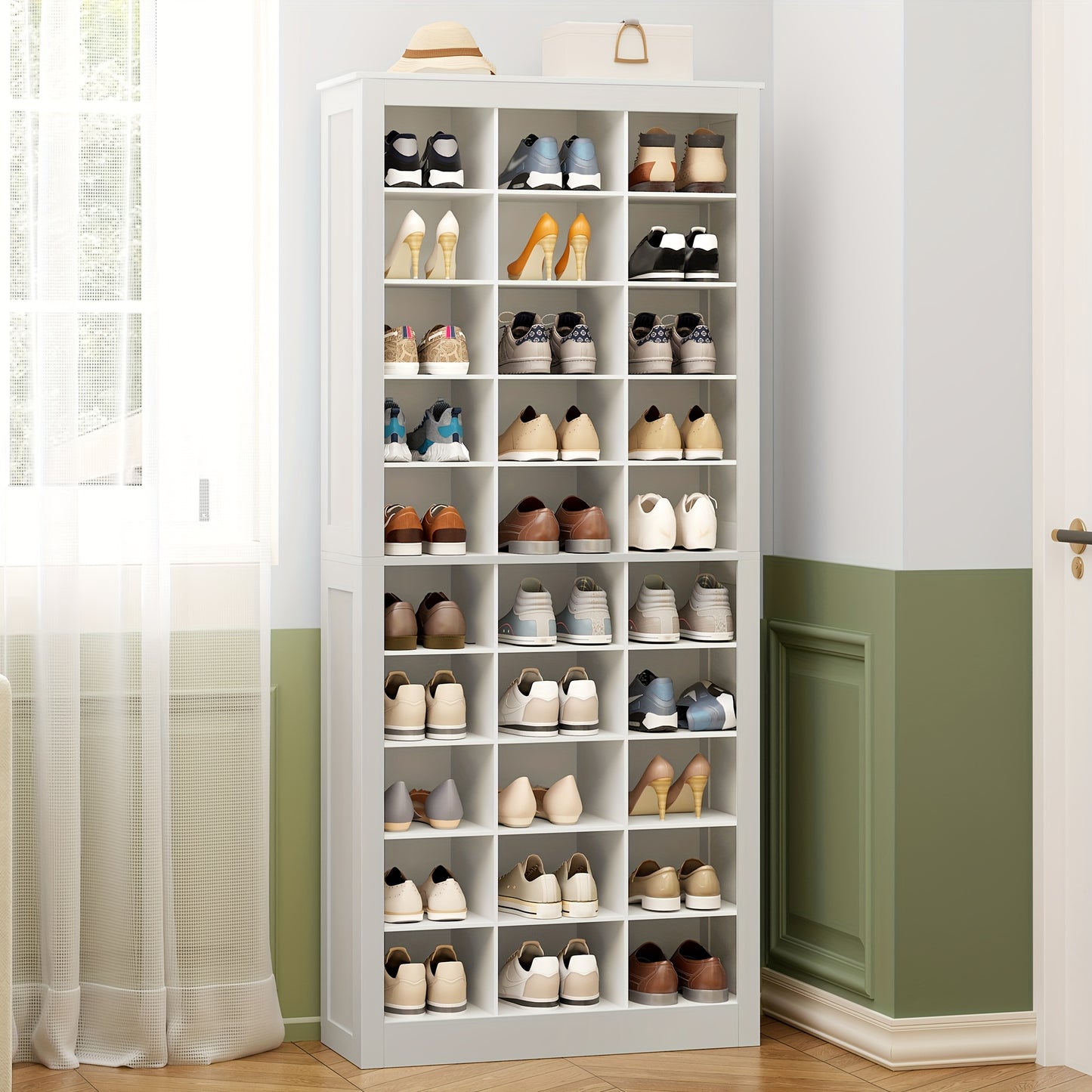 Schoenenkast – Schoenenrek – Schoenencabinet – Opbergkast Schoenen – Schoenendisplay – Wit – 30 Paar Capaciteit – Verstelbare Planken