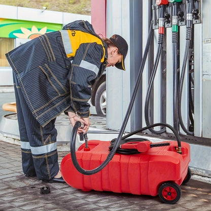 Brandstoftank – Jerrycan – Benzinetank – Mobiele Brandstoftank – Brandstofcontainer – 56,78 Liter Inhoud – Met Wielen en Zuigerslang