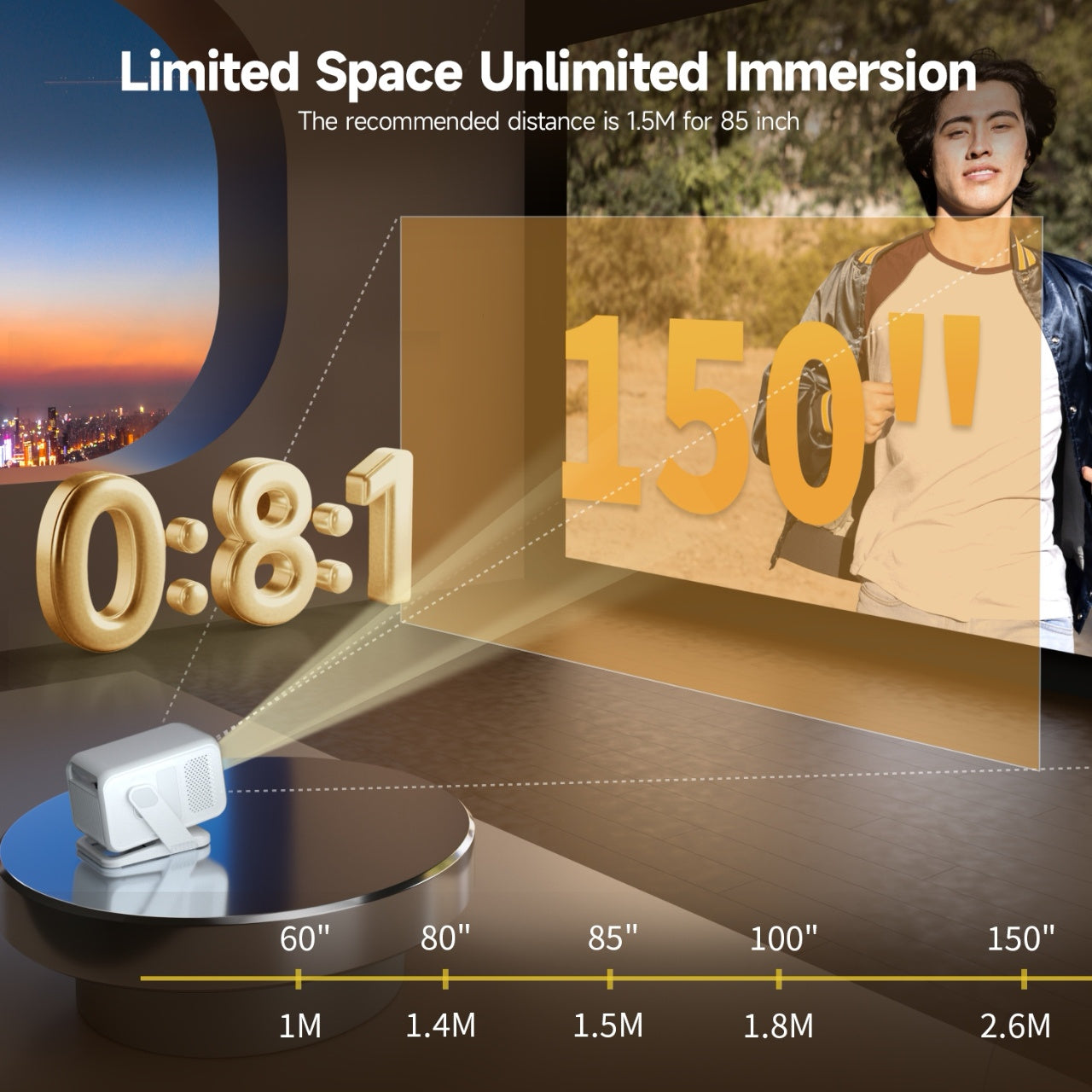 Projector – Beamer – Mini Beamer – Multimedia Projector – Android Projector – Native 1080p Resolutie – WiFi 6 & Auto Keystone Correction
