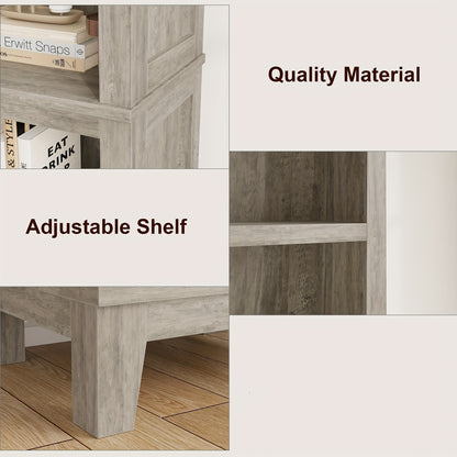 5-Tier Narrow Farmhouse Bookcase Bookshelf - Vintage Style Freestanding Floor Shelf with Sturdy Construction, Space-Saving Vertical Design & Easy Assembly, 68.58cm+ Height, Gray Finish for Home Office, Living Room, Bedroom -