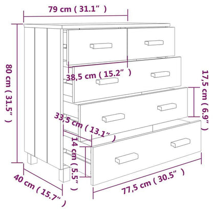 Sideboard HAMAR 79x40x80cm solid pine wood honey brown