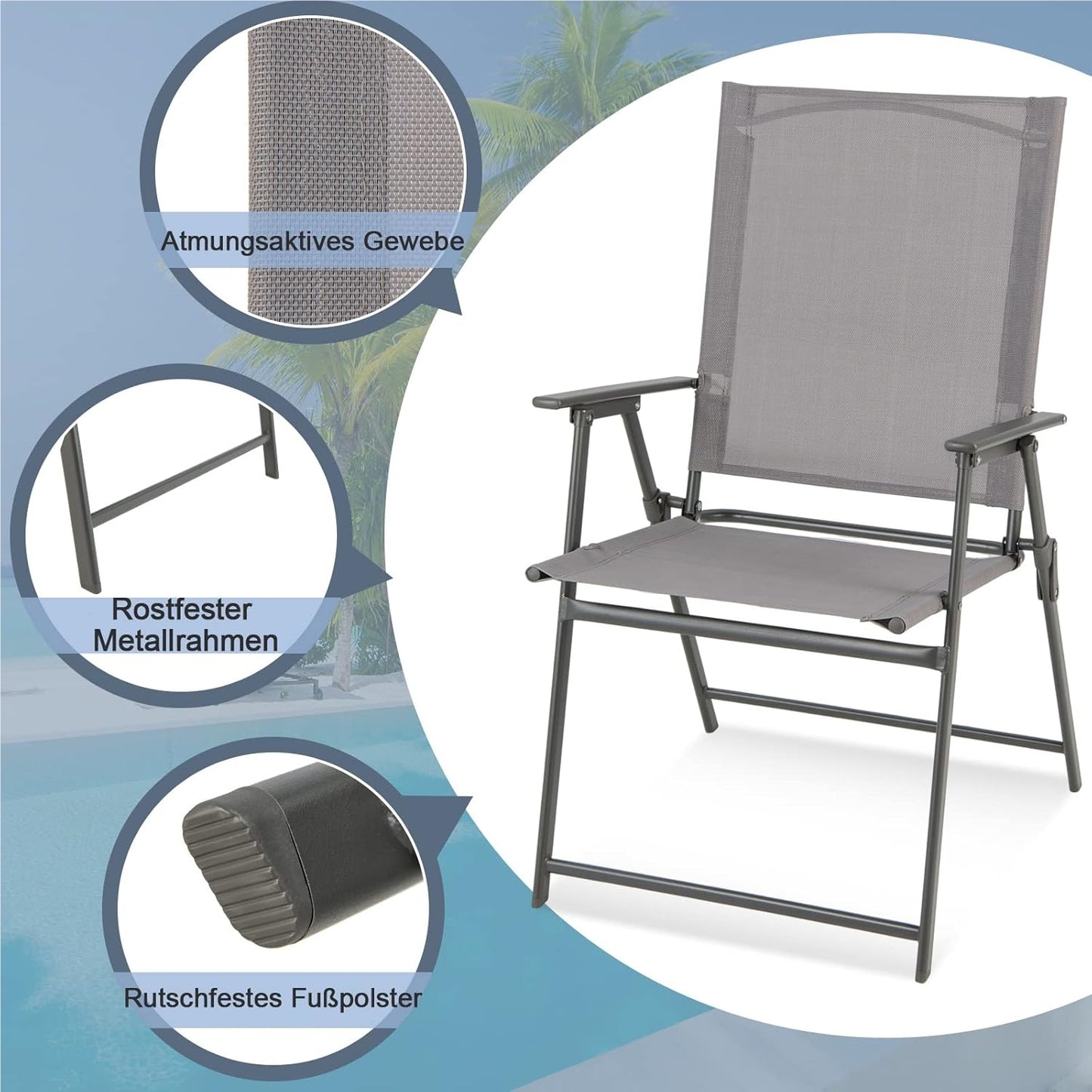 Tuinstoelen – Klapstoelen – Balkonstoelen – Terrasstoelen – Tuinmeubilair – Weerbestendig – Inklapbaar met Armleuningen