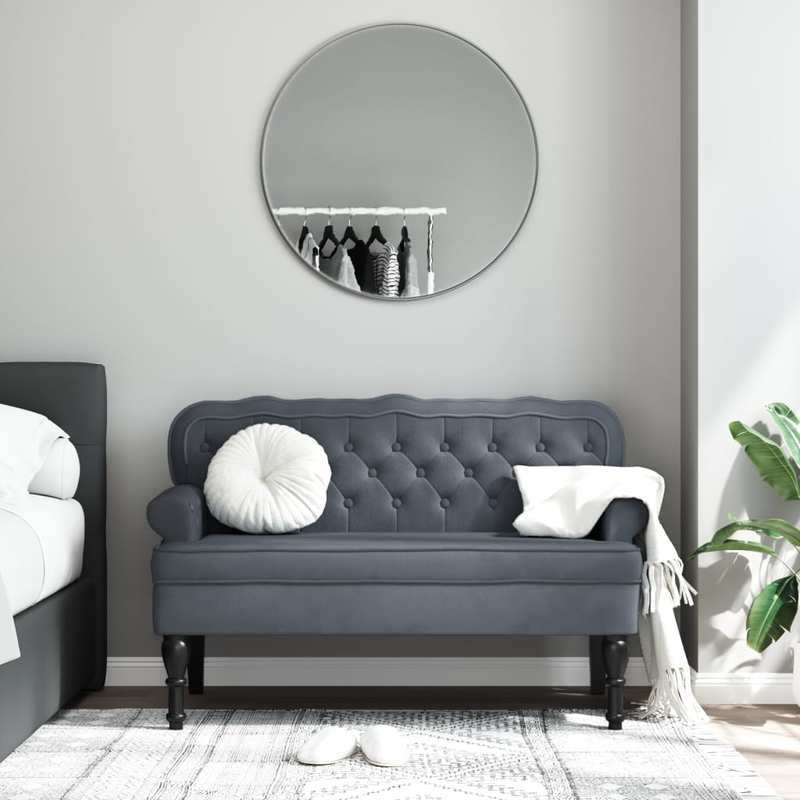 Bank – Sofa – Zitbank – Tweezitsbank – Loungebank – Donkergrijs – Velvet Bekleding – Stevige Houten Constructie
