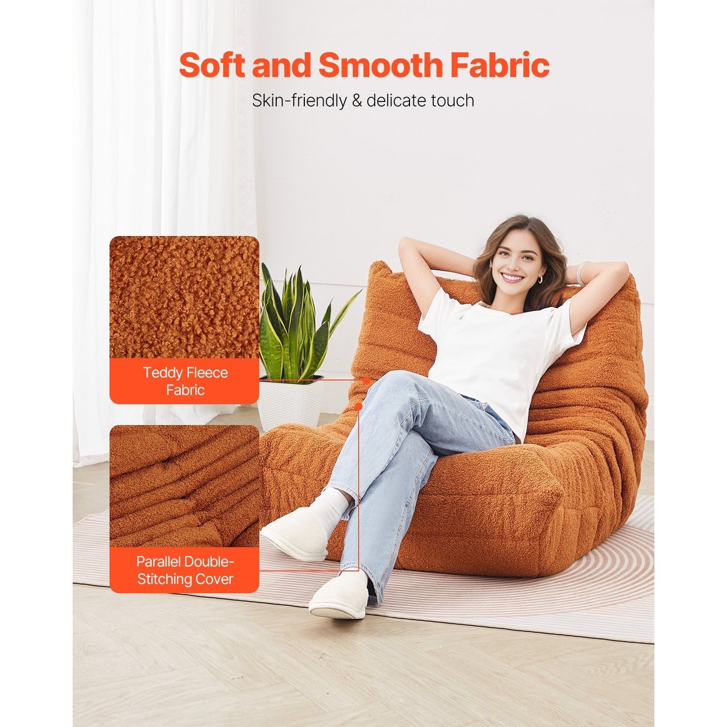 Zitzak – Zitzakstoel – Bean Bag – Loungestoel – Fauteuil – Teddy Fleece – Ergonomisch Design – Bruin