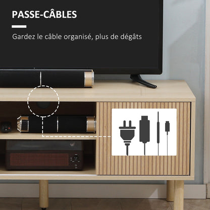 Tv Meubel – TV Kast – TV Dressoir – TV Stand – Meubel – Scandinavisch Design – 2 Schuifdeuren – Kabeldoorvoer – 115x40x49 cm – Geschikt tot 50 inch