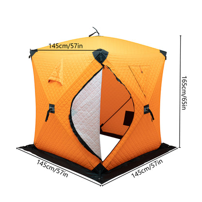 IJsvistent – Vis Shelter – Pop-up Tent – Wintertent – Kampeertent – 1-2 Personen – Geïsoleerd Met Dikker Katoen – Wind- en Sneeuwbestendig – Oranje