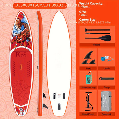 Paddleboard – SUP Board – Stand Up Paddle – Supplank – Waterboard – Carp Leaping Over Clear Waves Variant – Lichtgewicht PVC – Optimale Stabiliteit