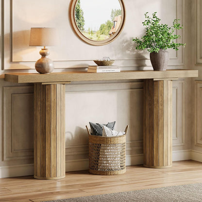Console Tafel – Sofa Tafel – Haltafel – Smalle Tafel – Binnenkomsttafel – 160 cm Lang – Stevig Getinte Donkerbruine Afwerking